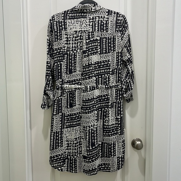 Velvet by Graham & Spencer Patterned Button Down Shirt Dress Grey & Cream Sz S - Picture 10 of 11